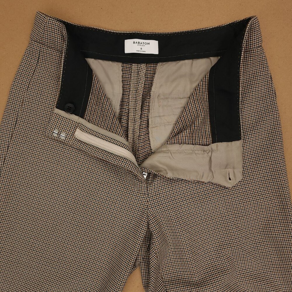 Aritzia Babaton 8 Brown Houndstooth Mid-Rise Slim Fit Ankle Slit Numero Pant - Picture 5 of 14